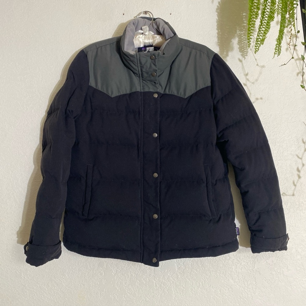 Patagonia Bivy Down Jacket Women’s SZ LARGE Black/Gray